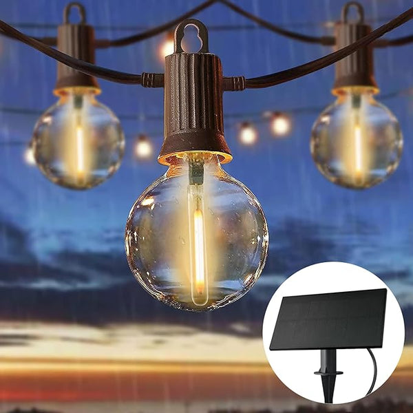 ZOTOYI Solar Outdoor String Lights 50FT, Waterproof with USB Port, G40 Globe Solar Patio Light with 26 Edison | Lumora