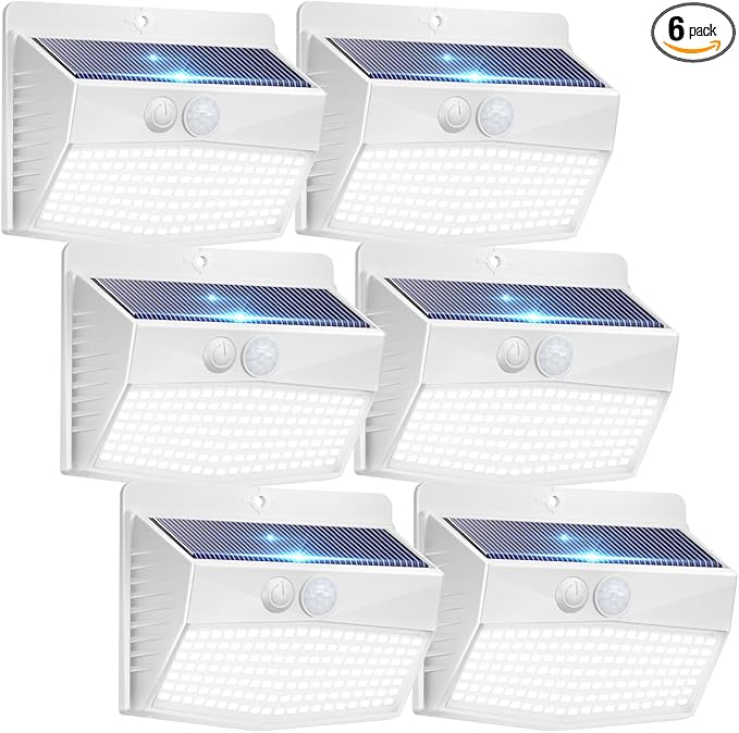 Peasur Solar Lights Outdoor Motion Sensor [138 LED/6 Packs] Solar Security Wall Light with 3 Lighting Modes | Lumora