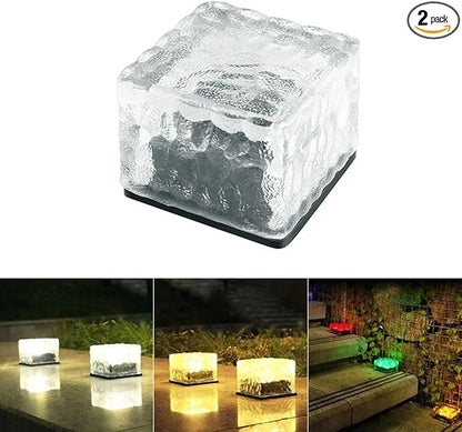 Solar Lights, Brick Lights, Outdoor Waterproof, Recessed, for Garden, Sidewalk, Path, Yard Decoration, Landscape Lighting, 2 Pack (White Light (2.95 inches))