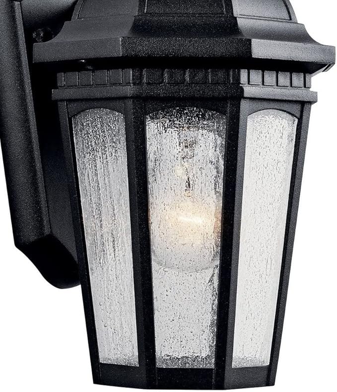 Kichler Courtyard 11" 1 Light Outdoor Wall Light with Clear Seeded Glass in Rubbed Bronze | Lumora