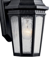 Kichler Courtyard 11" 1 Light Outdoor Wall Light with Clear Seeded Glass in Rubbed Bronze | Lumora