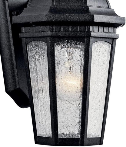 Kichler Courtyard 11" 1 Light Outdoor Wall Light with Clear Seeded Glass in Rubbed Bronze