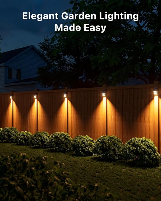 8 Pack Solar Stainless Steel Fence Lights Outdoor Waterproof Motion Sensor Wall Sconce for Backyard Post, Deck | Lumora
