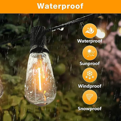 GLUROO String Lights for Outside 120FT, 60+4 Pcs Vintage Bulbs LED Outdoor Edison String Lights Waterproof, Shatterproof Connectable Patio Lights Outdoor, Dimmable Hanging Lights for Backyard,Bistro