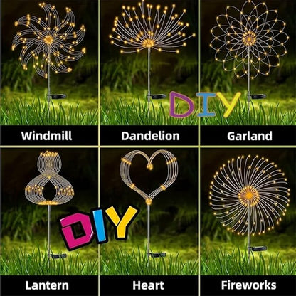 XIHAMA Solar Garden Lights 2 Pack,Fairy Firework Lights for Outdoor Yard Planter Pathway Patio Party Wedding Decorative,200 LEDs with 8 Lighting Modes