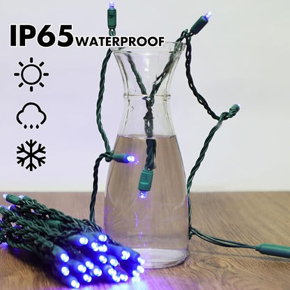 LAMPHOME Blue Christmas Lights Outdoor Waterproof, 200LED (4pk of 50L) Green Wire Fairy Starry String Lights Indoor Plug in,Xmas Decorations for Wedding Party Trees Wreath Yard Garden Party Decor