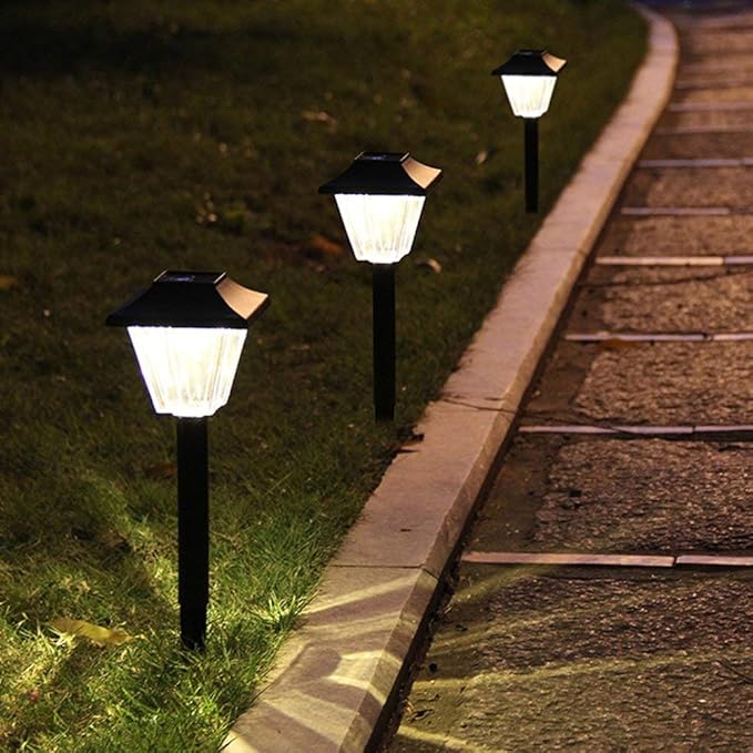 SUNWIND Solar Powered Outdoor Pathway Lights, 6 Pack, Waterproof LED, Black