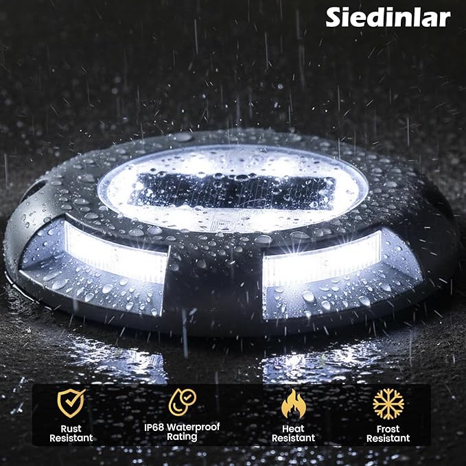 SIEDiNLAR Solar Deck Lights Driveway Dock LED Light Solar Powered Outdoor Waterproof Road Markers for Step Sidewalk | Lumora
