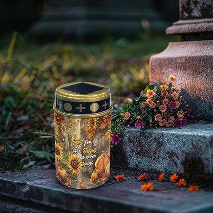Autumn Fall for Jesus Cemetery Lights for Grave,Solar Pathway Lights Outdoor Solar Garden Light Solar Powered Lantern Landscape Lighting Yard Patio Driveway Light Solar Outdoor