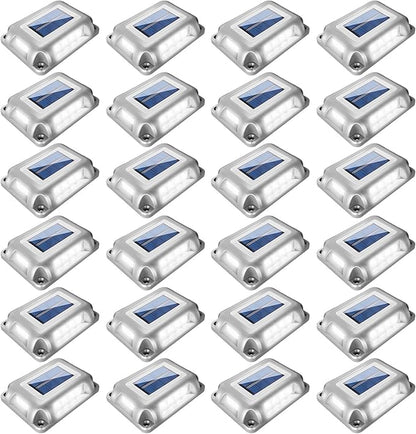 T-SUN Solar Driveway Lights Outdoor, 24 Pack LED Ground Driveway Light 6000K Cold White Solar Deck Lights for Path Garden Sidewalk Stair Ground Pathway