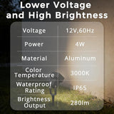 Low Voltage Landscape Lighting, 12V Aluminum Outdoor Landscape Lights with Connectors, 5W 3000K Warm White IP65 | Lumora