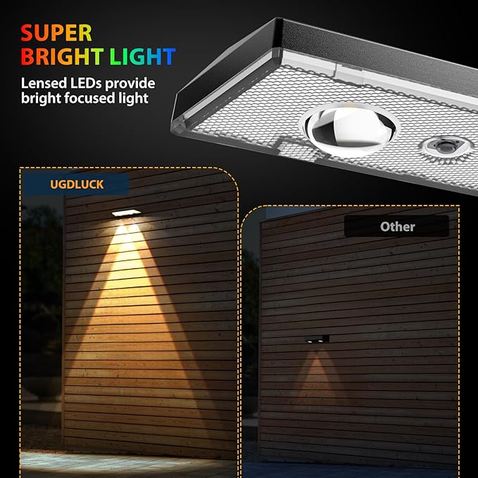 Solar Fence Lights ,RGB & Warm White & 6 Colors Bright Lens LED Dusk to Dawn Deck Light, Fence Solar Lights Outdoor Waterproof, Solar Outdoor Lights for Backyard/Railing/Wall/Step/Patio/Pool (16Pack)
