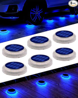 6 Packs Solar Driveway Lights, Blue Dock Deck Lights Solar Powered Outdoor IP68 Waterproof, Stick on Light for | Lumora