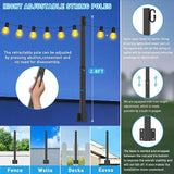 6 Pack 2.8 FT String Light Poles,Metal Lights Poles for Outdoor String Light, Rustproof Heavy Duty for Outside | Lumora