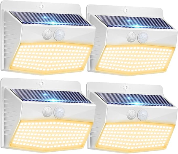 Peasur Solar Outdoor Lights, [4 Packs] Motion Sensor Security Lights with 3 Lighting Modes Wall Lights Waterproof | Lumora