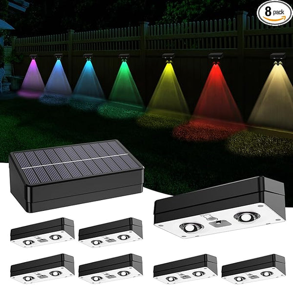 ZSYIQIX Solar Fence Lights 8 Pack, RGB Fence Solar Lights Outdoor Waterproof Led, 12 Modes Color Changing Outside | Lumora