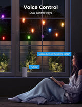 XMCOSY+ Smart Outdoor String Lights, 98Ft Patio Lights Waterproof, App Control, Compatible with Alexa, RGBCWIC | Lumora