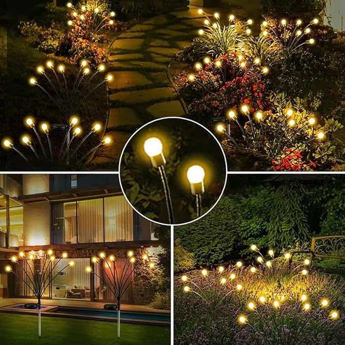 Solar Swaying Light, Outdoor Yard Patio Pathway Decoration, High Flexibility Iron Wire & Heavy Bulb Base, 2 Pack 16 LED (Warm-White)