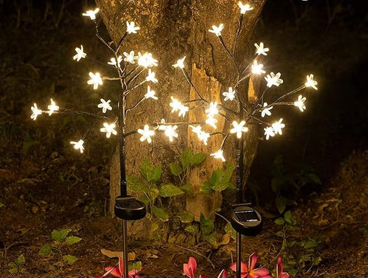 Solar Flower Fairy Light, Warm White Stainless Steel Solar Path Lights for Outdoor Landscape Lighting, Patio, Yard, Walkway, Driveway, Garden (Warm White) (1 Piece)