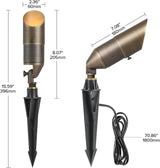 LUTEC Solid Brass Low Voltage Landscape Lighting, 12V Heavy Duty Waterproof Landscape Spotlights, Adjustable Bronze | Lumora