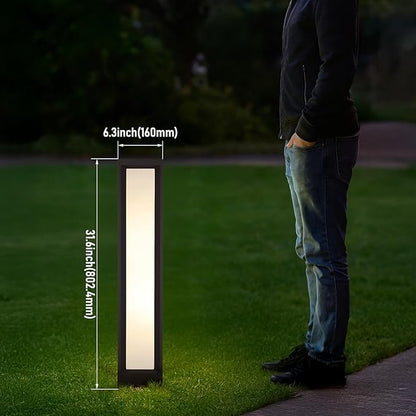 LEONLITE 5CCT LED Bollard Pathway Lights Wired, 31.6" 14W/19W/24W Landscape Path Lights, 120V-277V Commercial Bollard Fixture, 0-10V Dimmable Landscape Area Light, UL Listed, 2700K3000K3500K4000K5000K