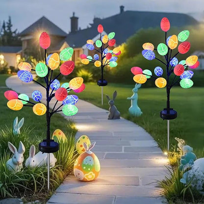 Solar Outdoor Egg Lights – 2-Pack LED Stake Pathway | Waterproof Garden Patio Yard Decor | Lighted Cracked Egg Solar Lamp | Festive Ambient Landscape Lighting for Lawn Walkway