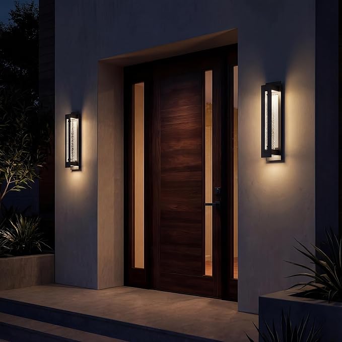 Kichler River Path 23" LED Outdoor Wall Light in Textured Black, 1-Light Contemporary Exterior Wall Sconce with | Lumora