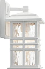 Kichler Beacon Square 12" Outdoor Wall Light in White, 1-Light Exterior Wall Sconce with Clear Hammered Glass, (12" | Lumora