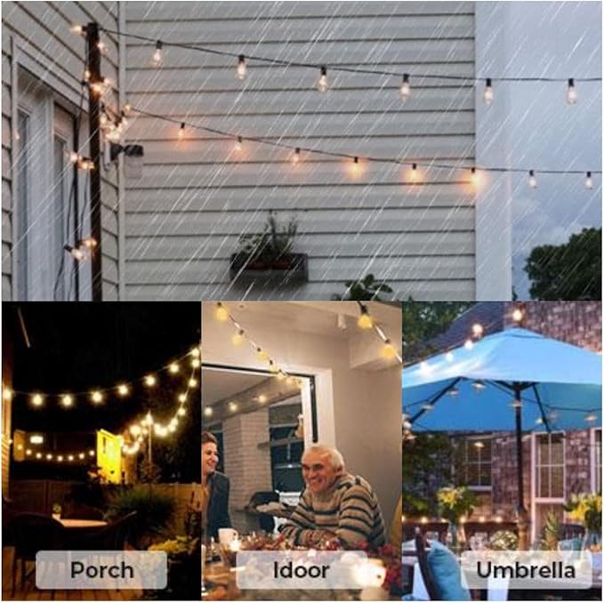Outdoor String Lights, 50FT Patio Lights Outdoor Waterproof with 27 Shatterproof G40 Globe Bulb(2 Spare) | Lumora
