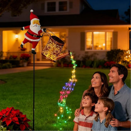 Christmas Santa Solar Kettle Lights Garden Lawn Decorative Lights, Outdoor Waterproof Solar Santa Claus Decoration with LED Light, for Backyard Lawn Patio (Warm Lights,1pc)