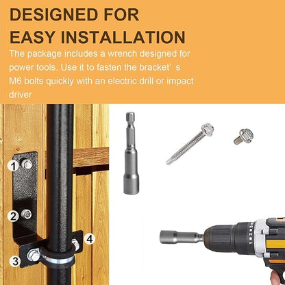 2 Pack 9 FT Heavy Duty String Light Poles,for Fence,Wood Deck Railing