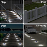 Solar Deck Lights Outdoor Waterproof, 6 Pack White Round Deck Lights Solar Powered, Flat Stick on Ground Disc Light | Lumora