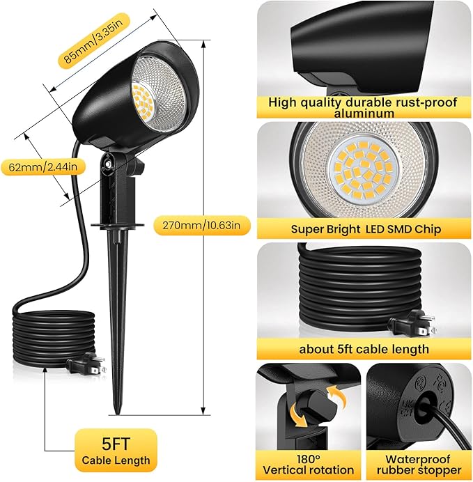 20W Outdoor LED Landscape Lighting Spot Lights Outdoor 1880LM IP66 Waterproof Landscape Lights for Pathway Patio | Lumora