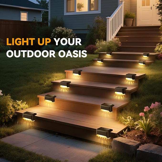 24 Pack LED Outdoor Solar Deck Lights - WaterproofSolar Fence Lights， for Stairs, Fences, Railings Patio Decor & Garden Paths Warm White Outdoor Lights(Warm White)