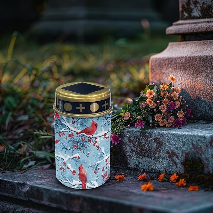 Red Bird Solar Lights Outdoor Waterproof Walkway Solar Lights for Outside Gravesite Decorations Cemetery