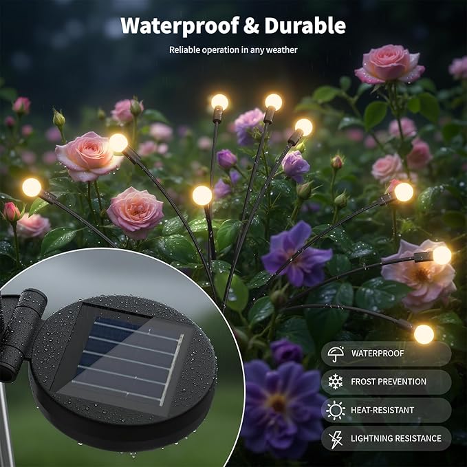 Outdoor Solar Lights Waterproof (2 Pack, 20 LED), Fairy Garden Decor, Fairy Tale Courtyard Decor, Firefly Lights, Solar Garden Lights, Solar Landscape Lights, Gifts for Women Who Have Everything