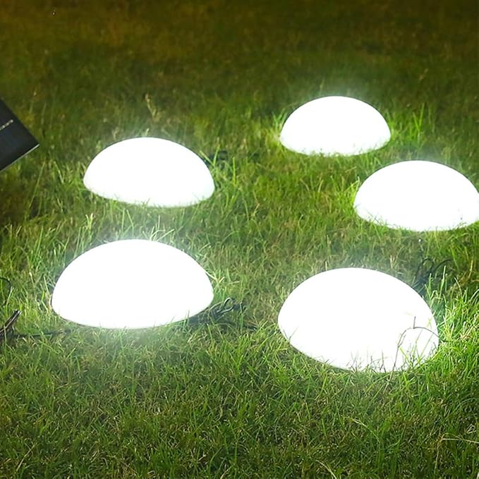 Solar Hemisphere Ground Insert Light 5-Head Solar Lawn Lamp White Light Garden Landscape Pathway Lighting for Yard | Lumora