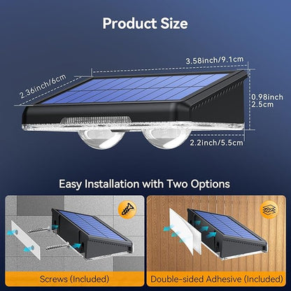 TECKNET Solar Fence Lights Outdoor 8 Pack, 3 Modes 3500K/4500K/6500K, IP66 Waterproof LED Deck Light, Dusk to Dawn Fence Lights Solar for Wall, Railing, Step, Patio, Pool, Backyard, Outside