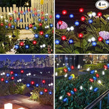 Solar Powered Garden Lights, Red White Blue Firefly Branch Lights, LED Decorative Stake Lights for Outdoor Pathway | Lumora