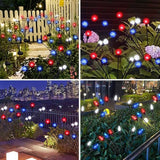 Solar Powered Garden Lights, Red White Blue Firefly Branch Lights, LED Decorative Stake Lights for Outdoor Pathway | Lumora