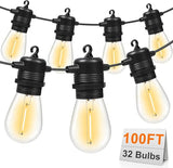 100FT LED Outdoor String Lights, Commercial Grade Patio Lights with 30+2 Shatterproof S14 Edison Vintage Bulb for | Lumora