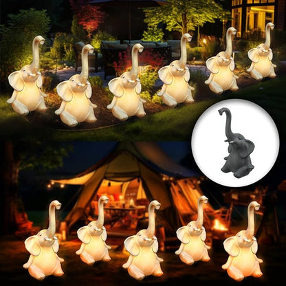 Solar Outdoor Elephant Statues Lights, 3 Pack New Upgraded Solar Garden Lights Outdoor Waterproof Solar Lights for Garden Decor, Christmas, Halloween, Yard, Lawn Elephant Lights