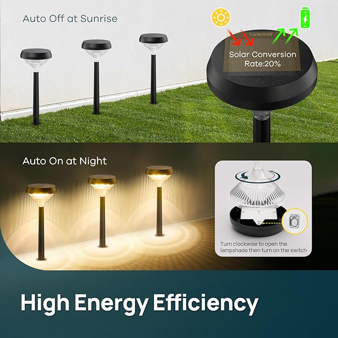 Linkind Solar Pathway Lights 4 Pack, Solar Lights Outdoor, Warm White Path Waterproof for Walkway Yard Landscape | Lumora