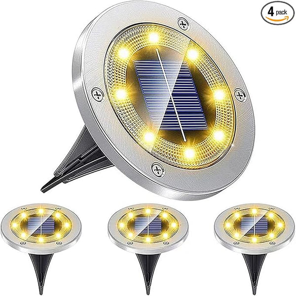 Solar Ground Lights, Outdoor Waterprood 8 LED Solar Powered Floor Landscape Light for Garden Pathway Walkway Patio | Lumora