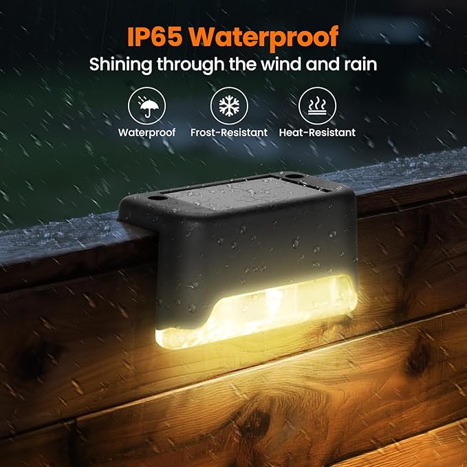 Solar Deck Lights, 16 Pack LED Waterproof Outdoor Lights for Stairs, Steps, Fence, Railing, Pathway (16)