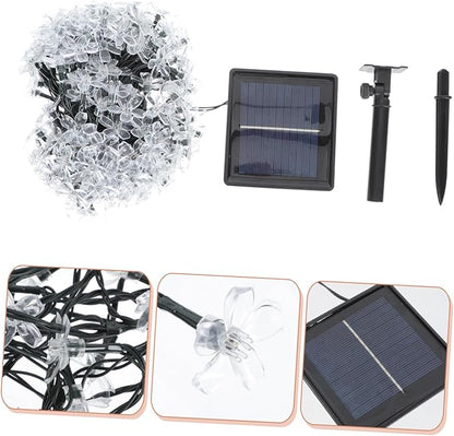 Solar Cherry Blossom String Lights LED Colorful Outdoor Decor Creative Flower Shape Solar String Lamp with Modes Energy-Saving Patio Lighting for Garden Fence Wedding Party