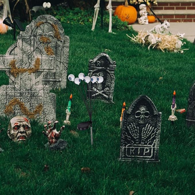 Mikikit Halloween Solar Eyeball Pathway Lights Led Outdoor Decorations for Garden Party Spooky Solar Powered Eyeball Lights for Halloween Christmas