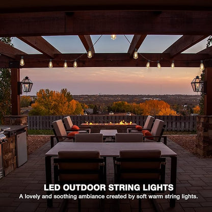 dalattin S14 Led Outdoor String Lights,100ft Patio Lights Waterproof & Shatterproof,24 Vintage Hanging Bulbs Outdoor Lights,Edison String Lights for Outside Patio Garden Backyard