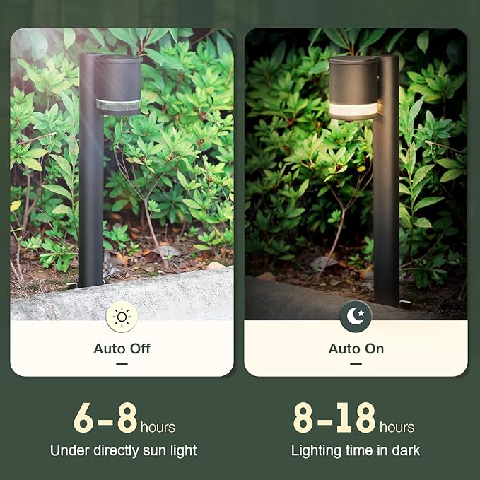 Solar Landscape Pathway Lights Outdoor LED Waterproof Solar Driveway Lights 24in Black Floor Lamp Low Voltage for Lawn Walkway Driveway Patio,3000K
