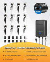 All-in-One LED Low Voltage Landscape Lighting Kit, 12-Pack Landscape Lights with Transformer, 100FT Wire and | Lumora